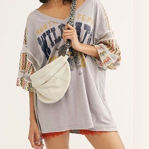 Free People We The Free Casbah Tee Heather Grey Combo  Sz Medium